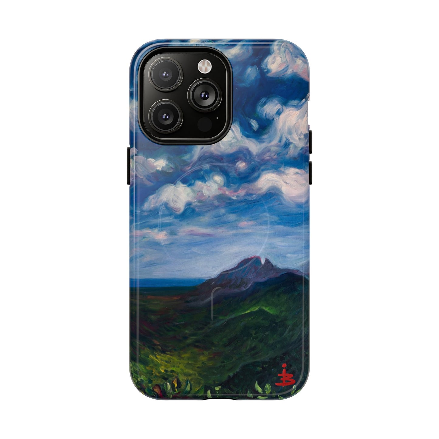 Robuste magnetische Handyhülle – Malerischer Meerblick mit bewölktem Himmel