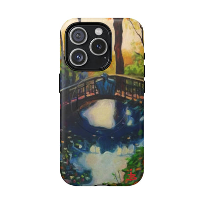 Artistic Bridge Phone Case — Romantic Watercolor Landscape Tough Magnetic Case