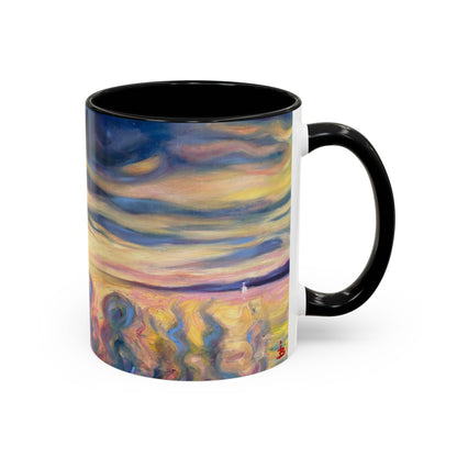 Kaffeetasse „Sunset Dreamscape“ – Abstrakte Wirbel-Akzentkunst 11/15oz