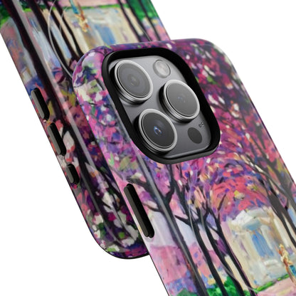 Handyhülle mit Blumenmuster – Robuste magnetische Hülle mit rosa Kirschblüten