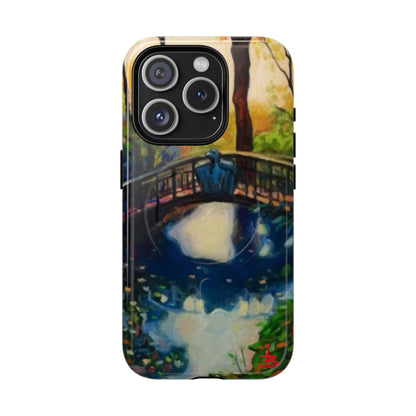 Artistic Bridge Phone Case — Romantic Watercolor Landscape Tough Magnetic Case