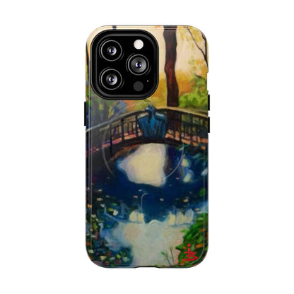 Artistic Bridge Phone Case — Romantic Watercolor Landscape Tough Magnetic Case