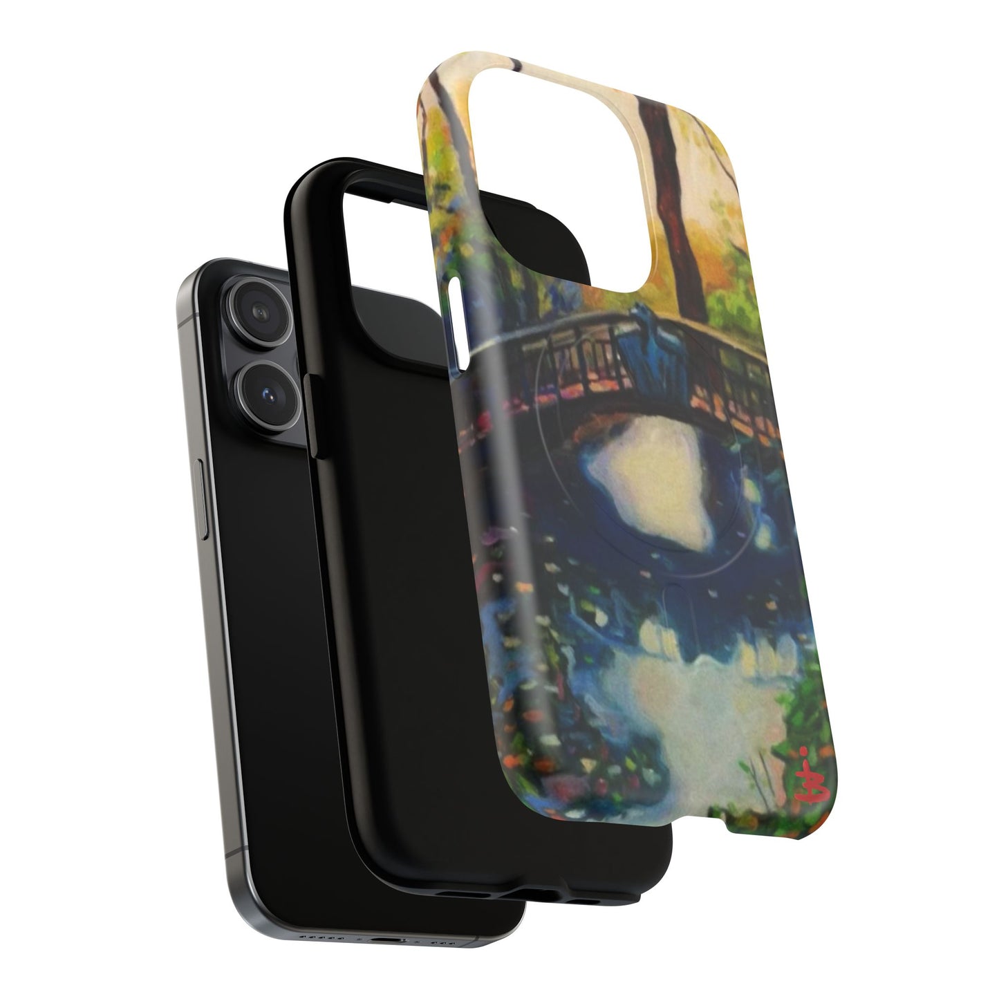 Artistic Bridge Phone Case — Romantic Watercolor Landscape Tough Magnetic Case