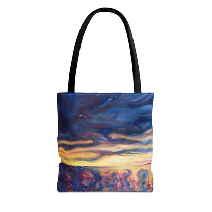 Tragetasche „Sonnenuntergangs-Traumlandschaft“ – Abstrakter Nachthimmel-Allover-Print