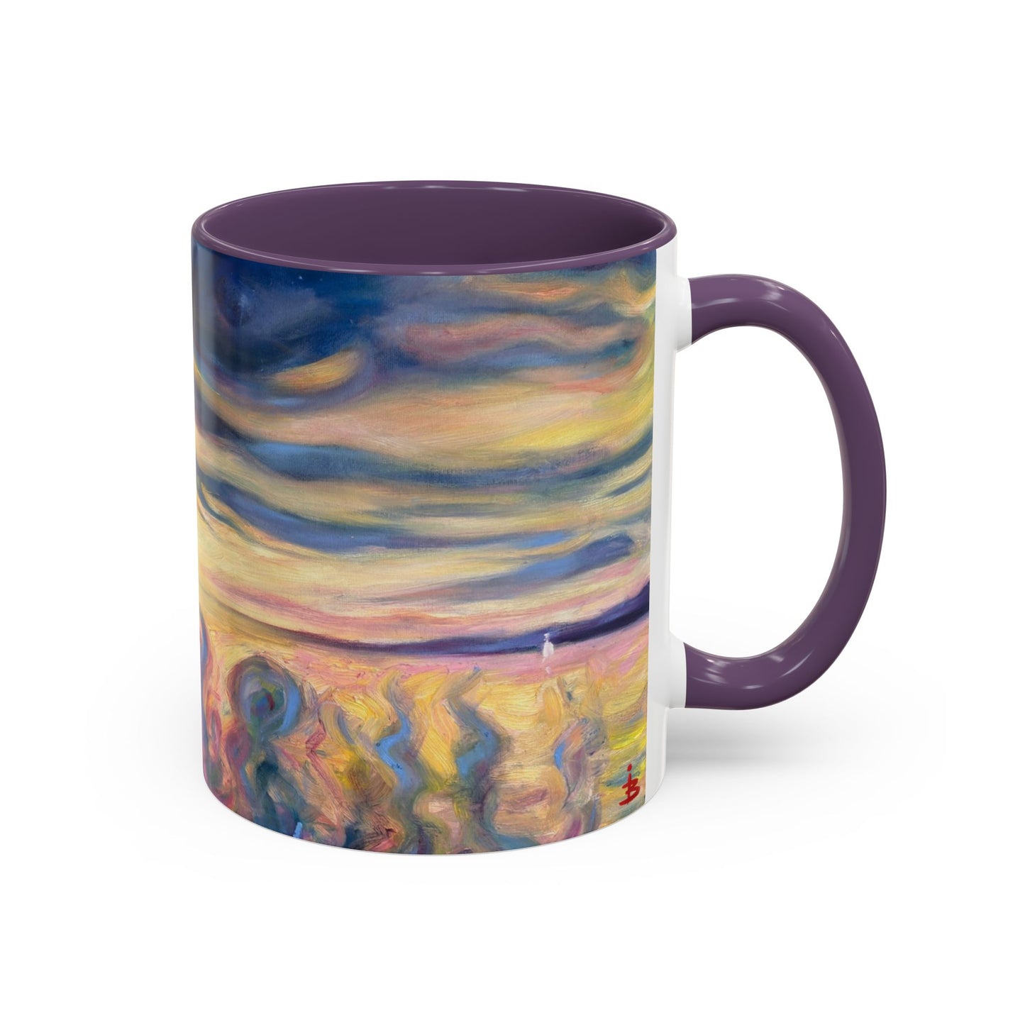 Kaffeetasse „Sunset Dreamscape“ – Abstrakte Wirbel-Akzentkunst 11/15oz