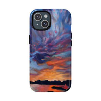 Magnetische Handyhülle – Abstraktes Sonnenuntergangsmuster für iPhones