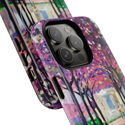 Handyhülle mit Blumenmuster – Robuste magnetische Hülle mit rosa Kirschblüten