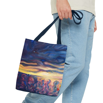 Tragetasche „Sonnenuntergangs-Traumlandschaft“ – Abstrakter Nachthimmel-Allover-Print