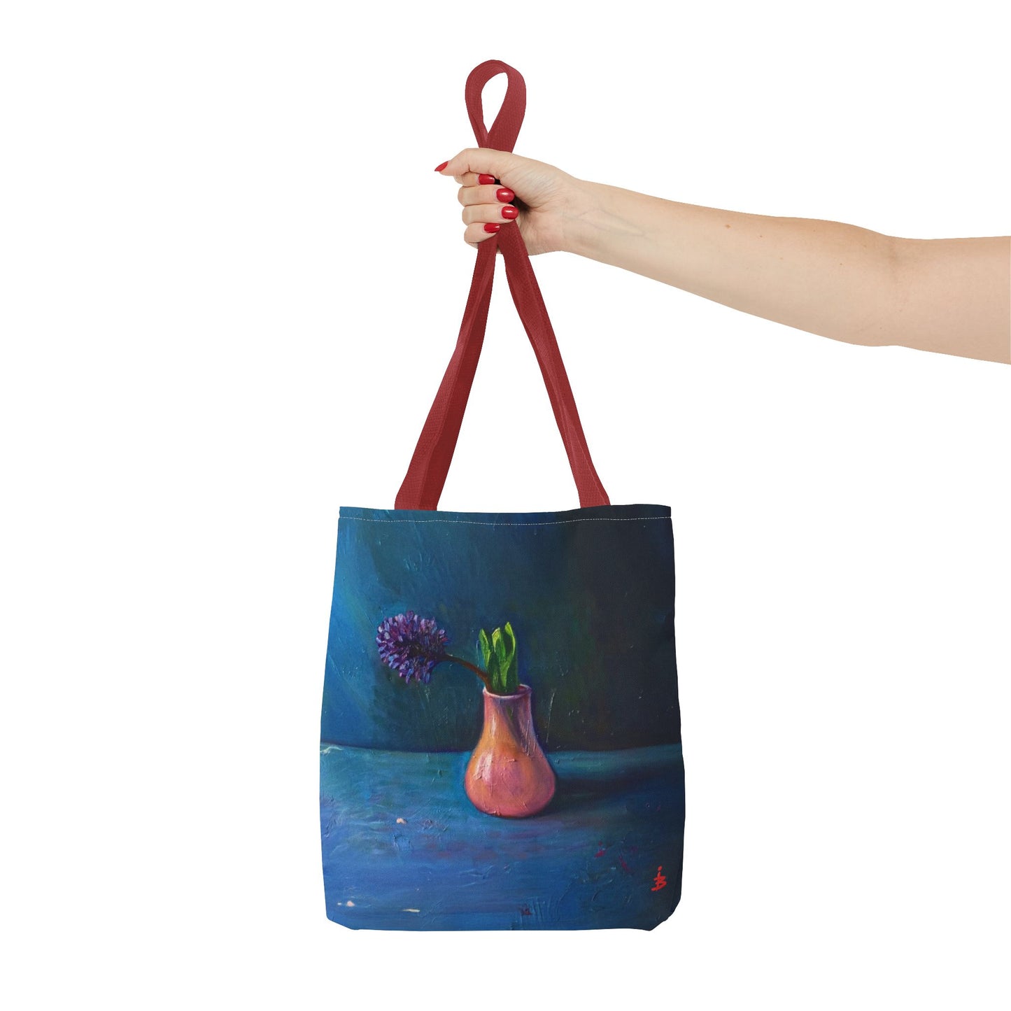 Florale Stillleben-Einkaufstasche – Malereische Vase & Lila Blüte AOP