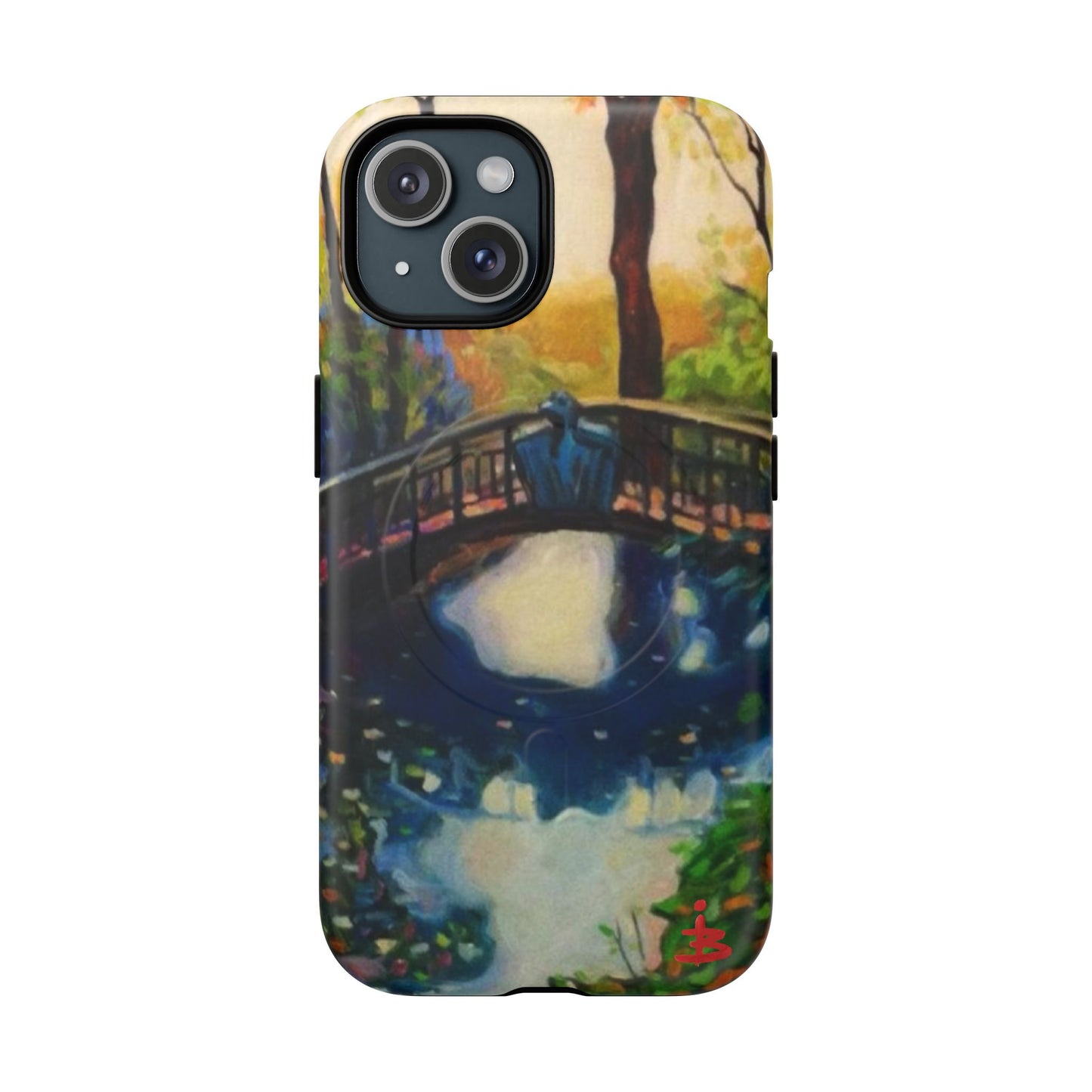 Artistic Bridge Phone Case — Romantic Watercolor Landscape Tough Magnetic Case