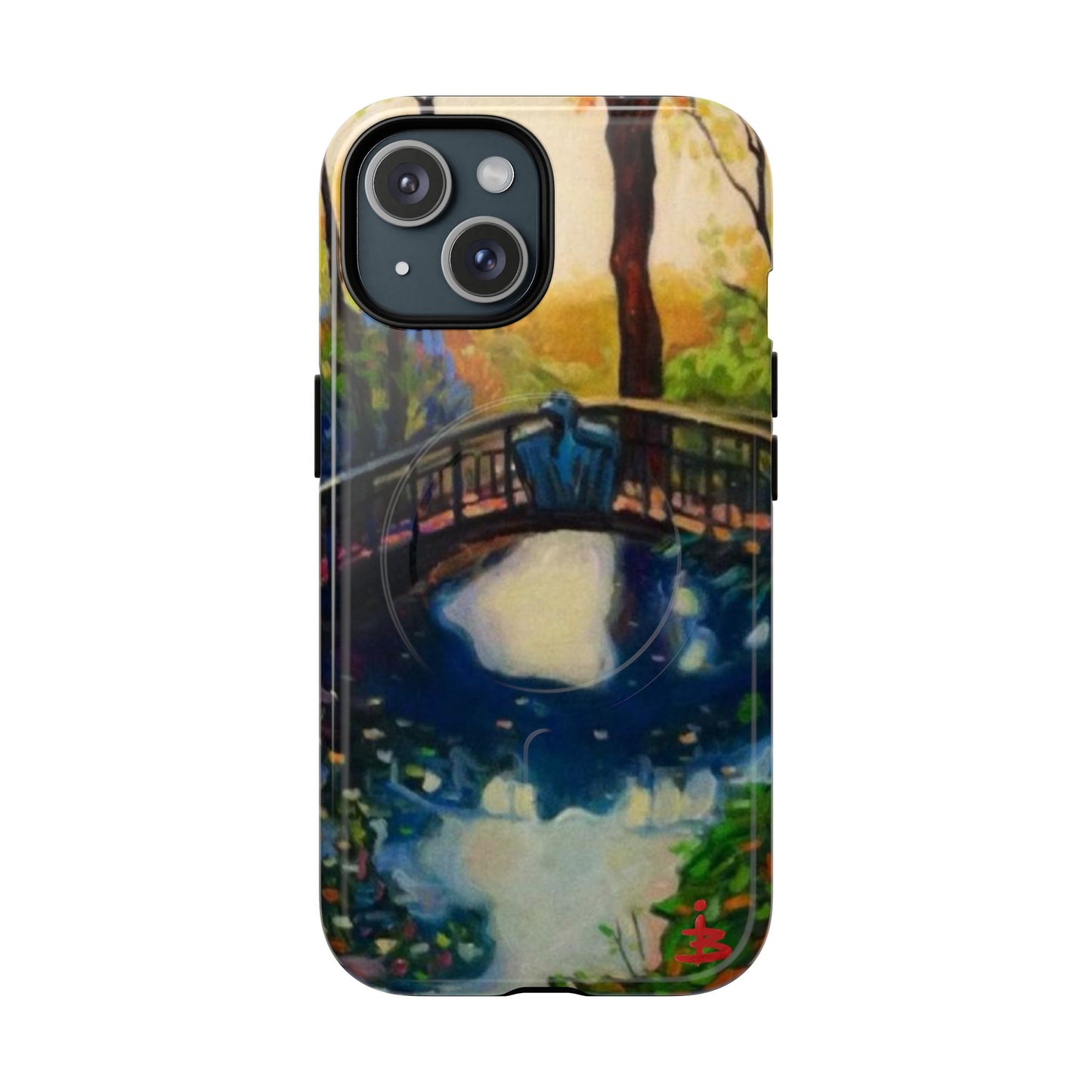 Artistic Bridge Phone Case — Romantic Watercolor Landscape Tough Magnetic Case