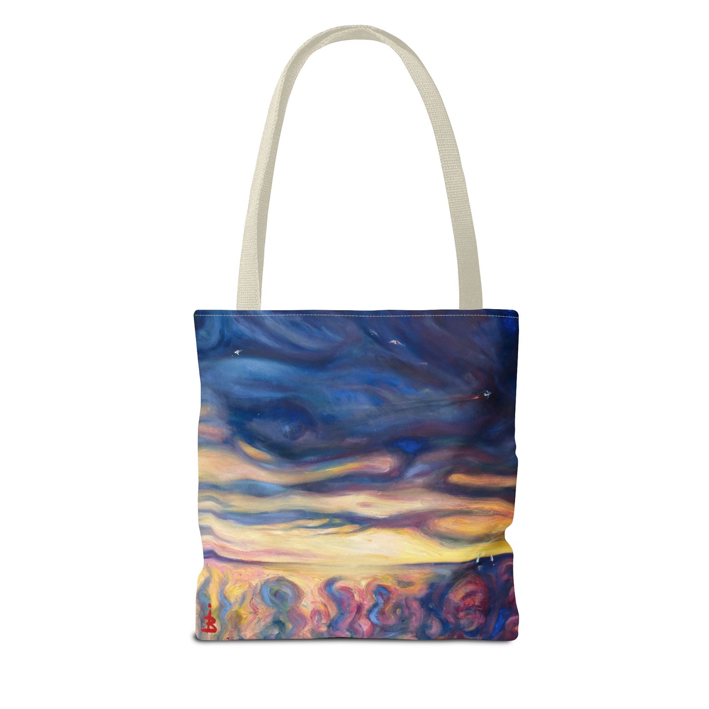 Tragetasche „Sonnenuntergangs-Traumlandschaft“ – Abstrakter Nachthimmel-Allover-Print