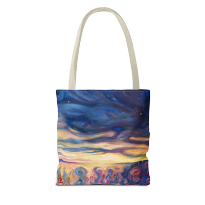 Tragetasche „Sonnenuntergangs-Traumlandschaft“ – Abstrakter Nachthimmel-Allover-Print