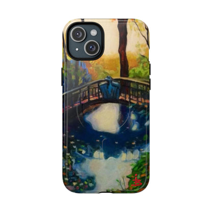 Artistic Bridge Phone Case — Romantic Watercolor Landscape Tough Magnetic Case