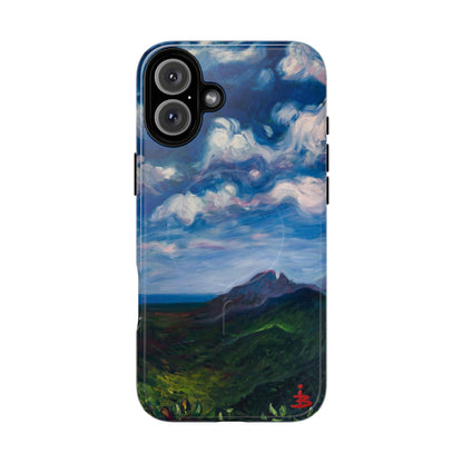 Robuste magnetische Handyhülle – Malerischer Meerblick mit bewölktem Himmel