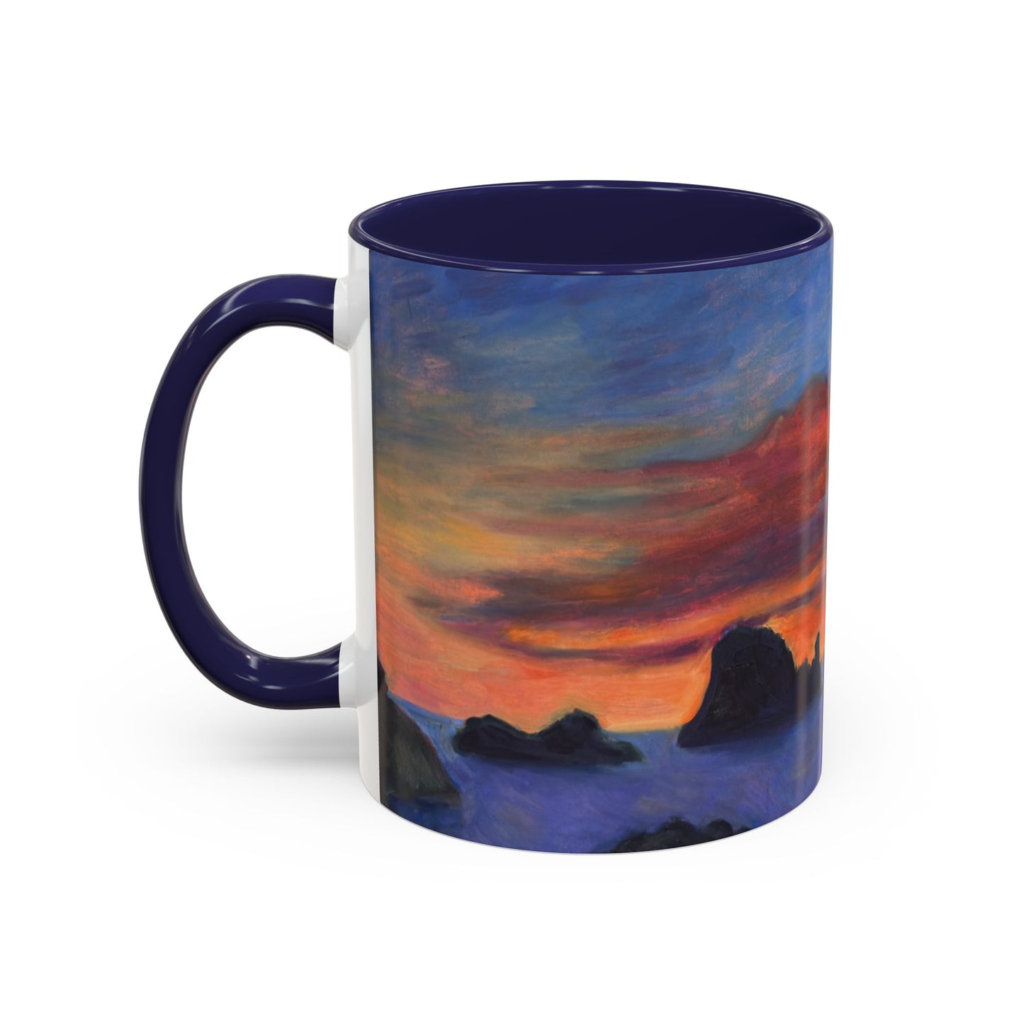 Küsten-Kaffeetasse mit Sonnenuntergang – Tasse mit Meeresblick und Sonnenuntergang (325/440 ml)