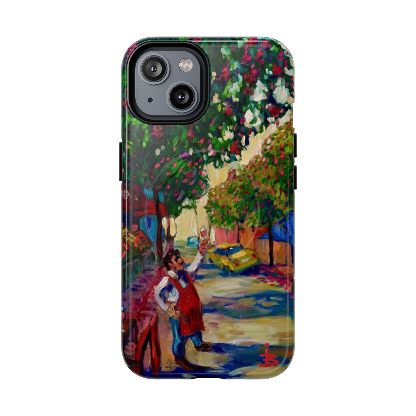 Magnetische Handyhülle – Farbenfrohe impressionistische Straßenszene