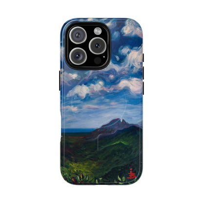 Robuste magnetische Handyhülle – Malerischer Meerblick mit bewölktem Himmel