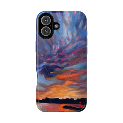 Magnetische Handyhülle – Abstraktes Sonnenuntergangsmuster für iPhones