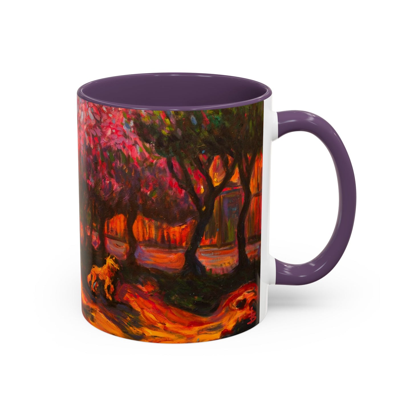 Akzent-Kaffeetasse – Herbstliche Waldszene mit Füchsen Keramik-Kaffeetasse (325/444 ml)