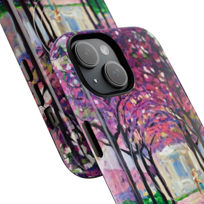 Handyhülle mit Blumenmuster – Robuste magnetische Hülle mit rosa Kirschblüten