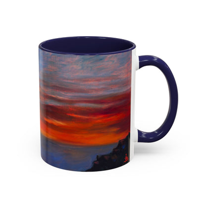 Küsten-Kaffeetasse mit Sonnenuntergang – Tasse mit Meeresblick und Sonnenuntergang (325/440 ml)