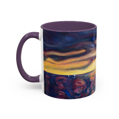 Kaffeetasse „Sunset Dreamscape“ – Abstrakte Wirbel-Akzentkunst 11/15oz