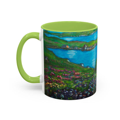 Kaffeetasse mit malerischem Seemotiv – blaue Innenseite