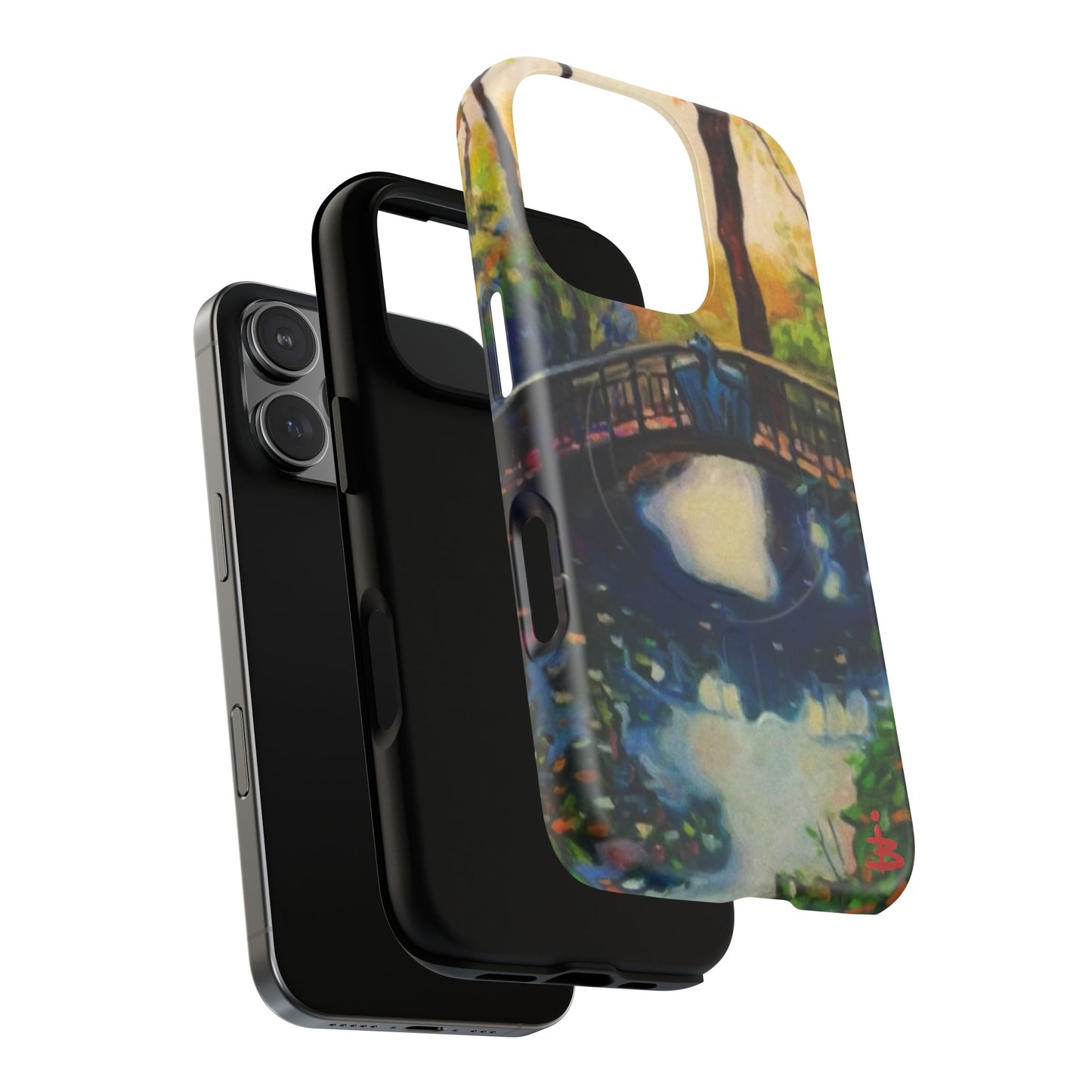 Artistic Bridge Phone Case — Romantic Watercolor Landscape Tough Magnetic Case