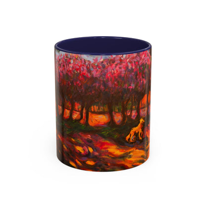 Kaffeetasse mit herbstlichem Hundemotiv – Tasse mit floralem Waldakzent (325 ml)