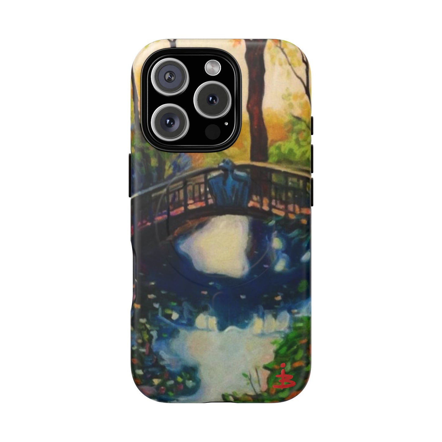 Artistic Bridge Phone Case — Romantic Watercolor Landscape Tough Magnetic Case