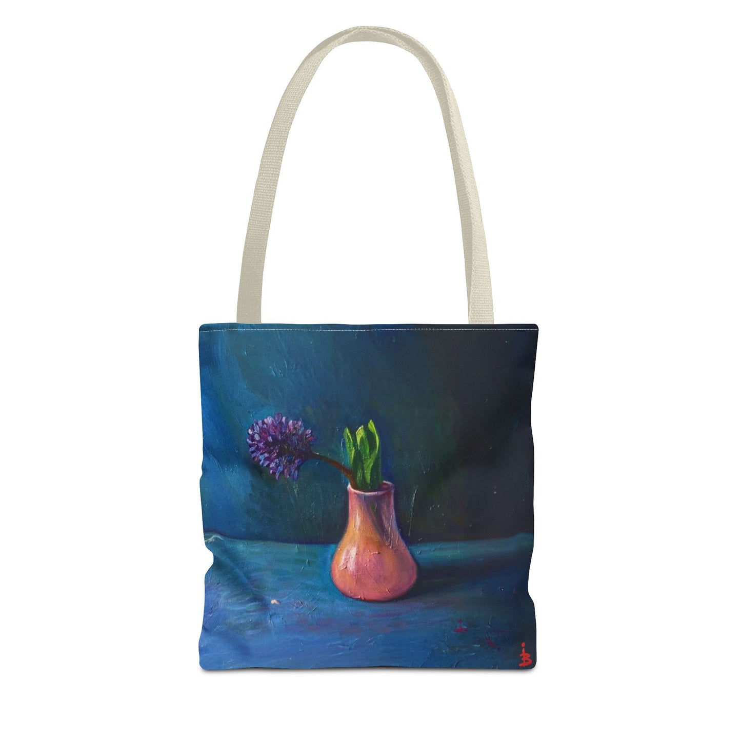 Florale Stillleben-Einkaufstasche – Malereische Vase & Lila Blüte AOP