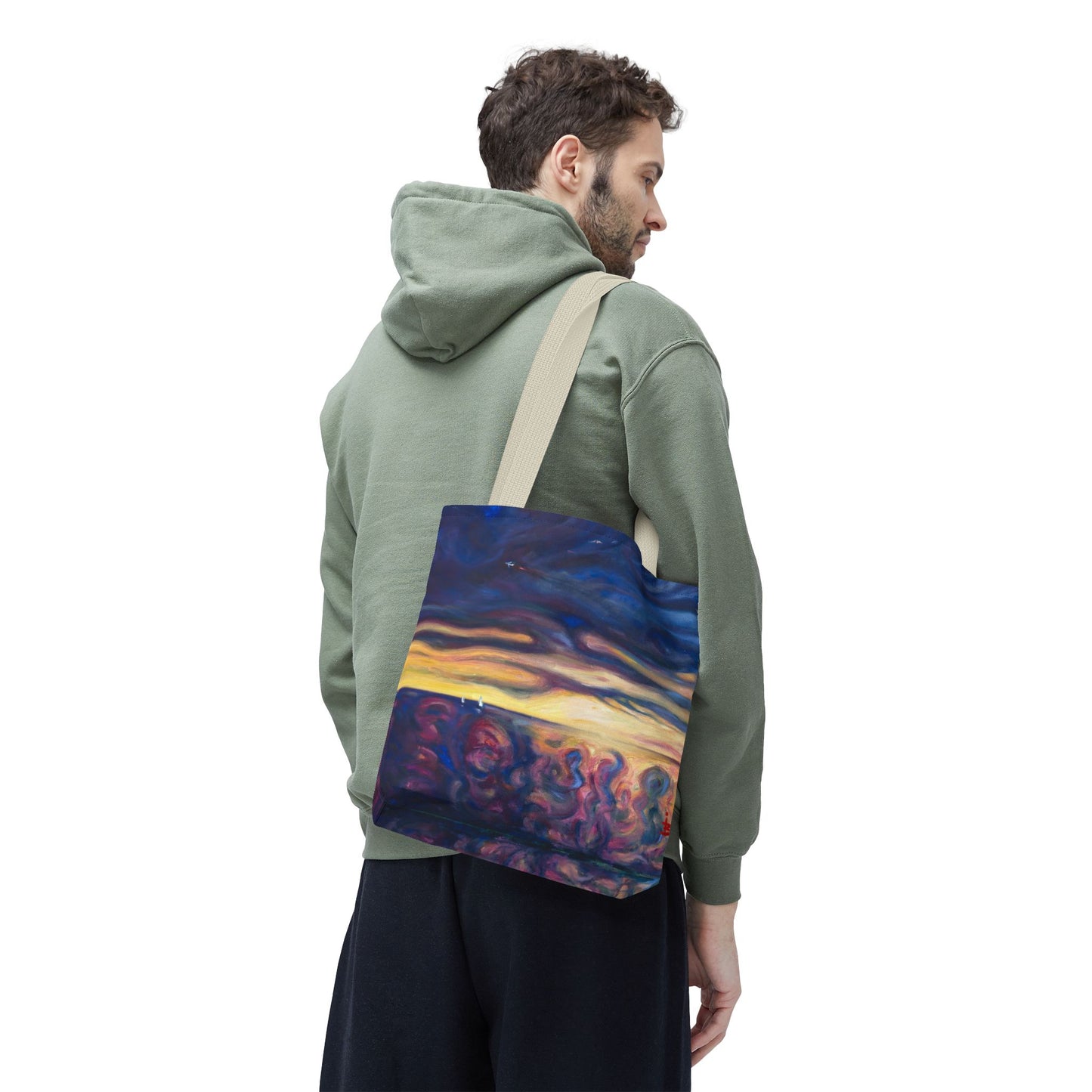 Tragetasche „Sonnenuntergangs-Traumlandschaft“ – Abstrakter Nachthimmel-Allover-Print