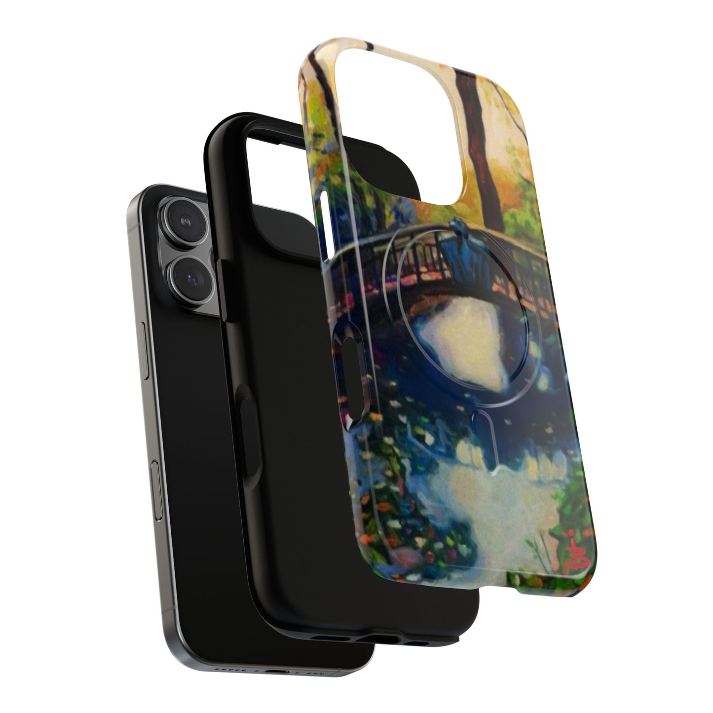 Artistic Bridge Phone Case — Romantic Watercolor Landscape Tough Magnetic Case