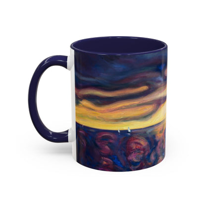 Kaffeetasse „Sunset Dreamscape“ – Abstrakte Wirbel-Akzentkunst 11/15oz