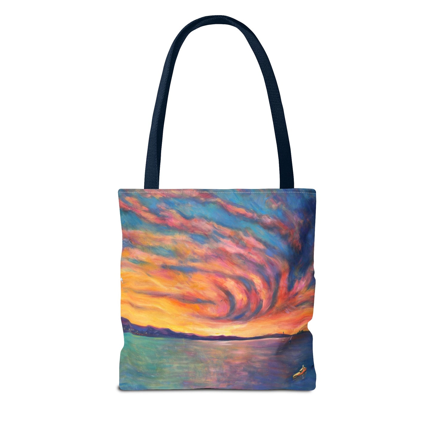 Sunset Swirl Tote Bag — Colorful Coastal Art All-Over Print Tote
