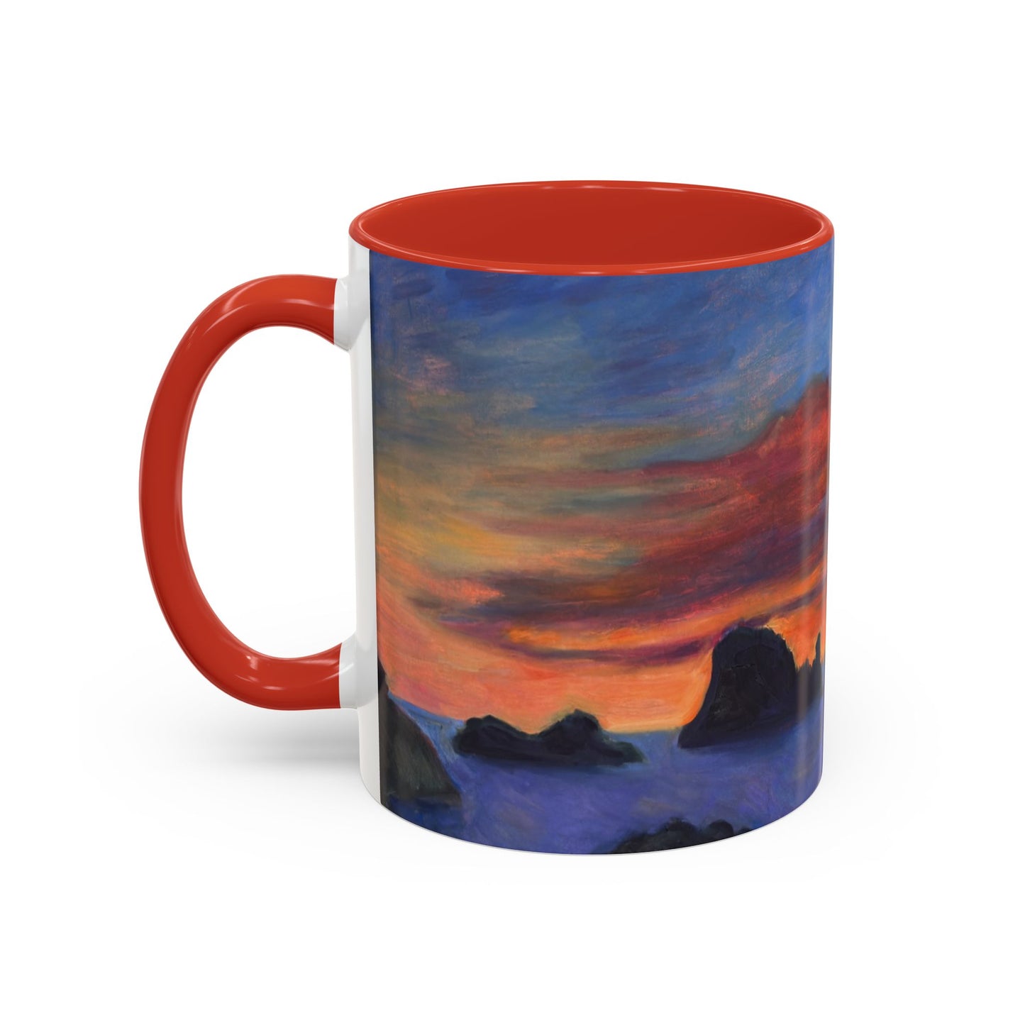 Küsten-Kaffeetasse mit Sonnenuntergang – Tasse mit Meeresblick und Sonnenuntergang (325/440 ml)