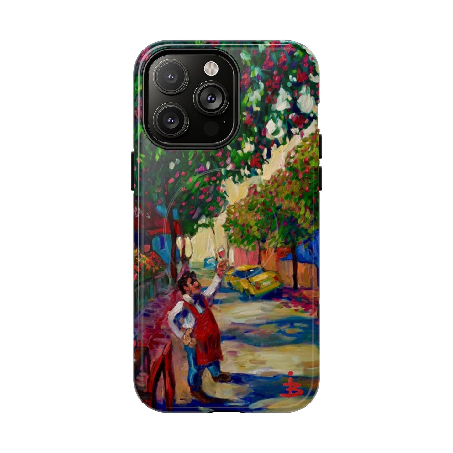 Magnetische Handyhülle – Farbenfrohe impressionistische Straßenszene