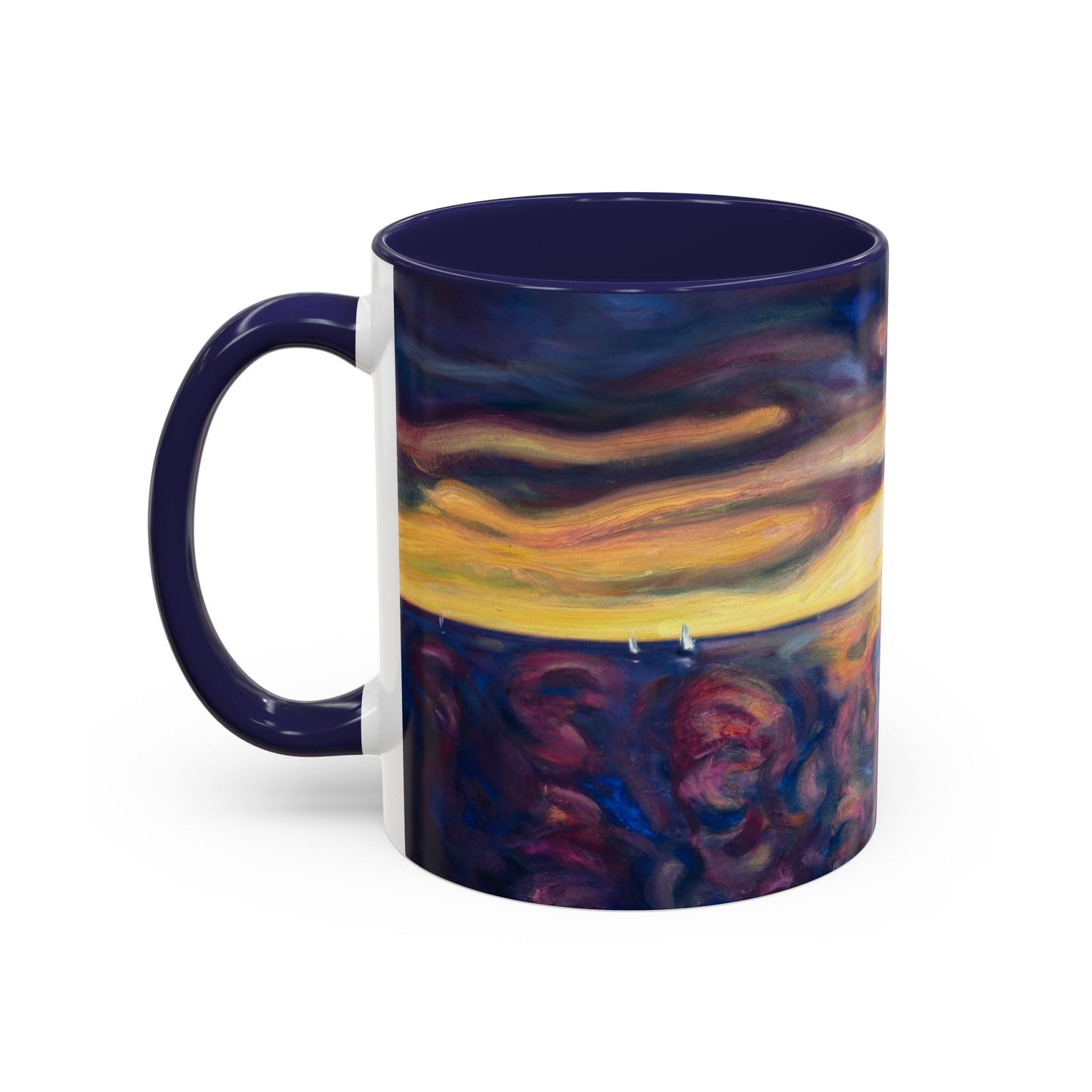 Kaffeetasse „Sunset Dreamscape“ – Tasse mit abstraktem Sonnenuntergangsmotiv (325 ml)