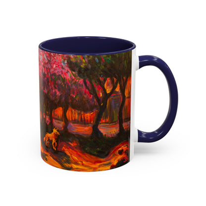 Akzent-Kaffeetasse – Herbstliche Waldszene mit Füchsen Keramik-Kaffeetasse (325/444 ml)