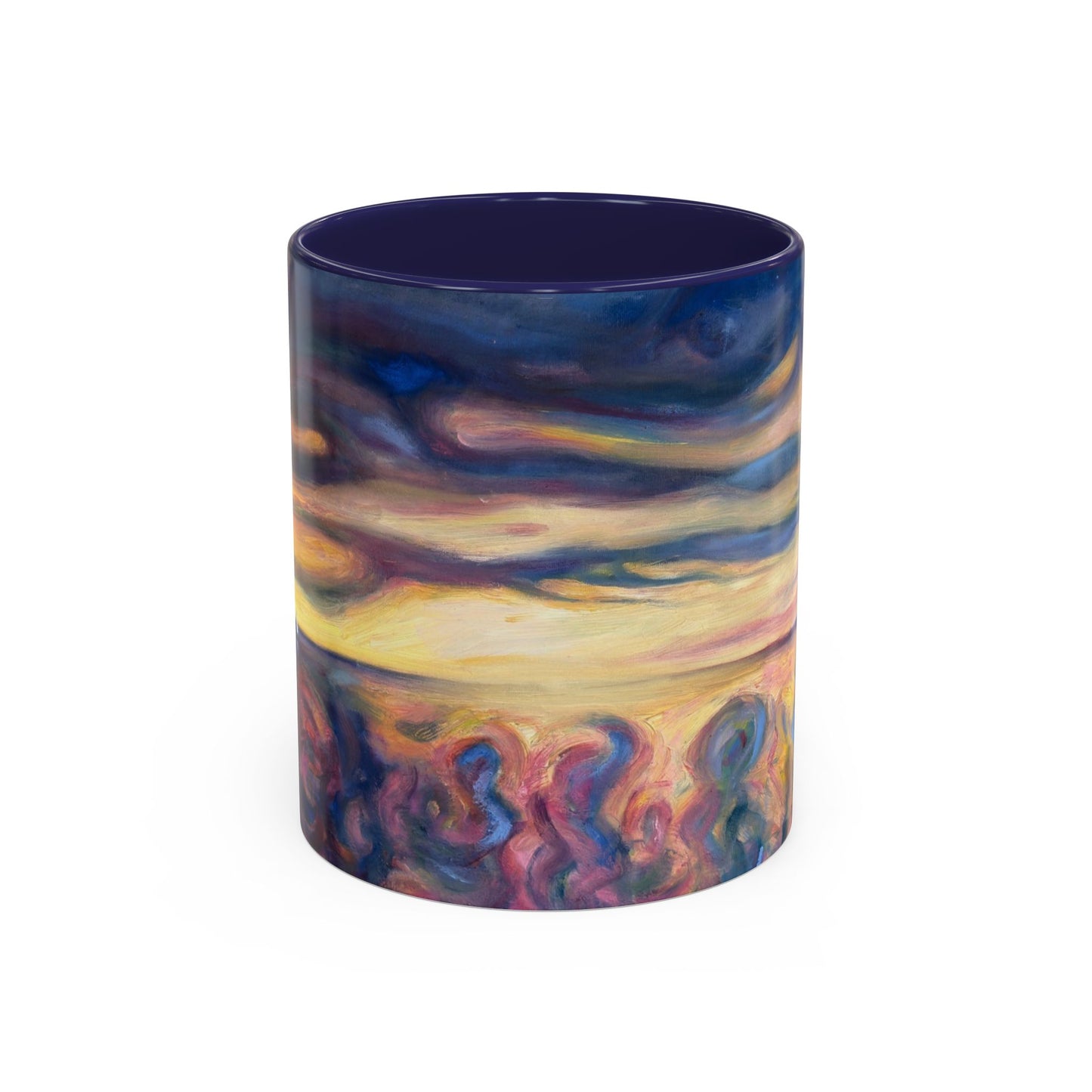 Kaffeetasse „Sunset Dreamscape“ – Abstrakte Wirbel-Akzentkunst 11/15oz