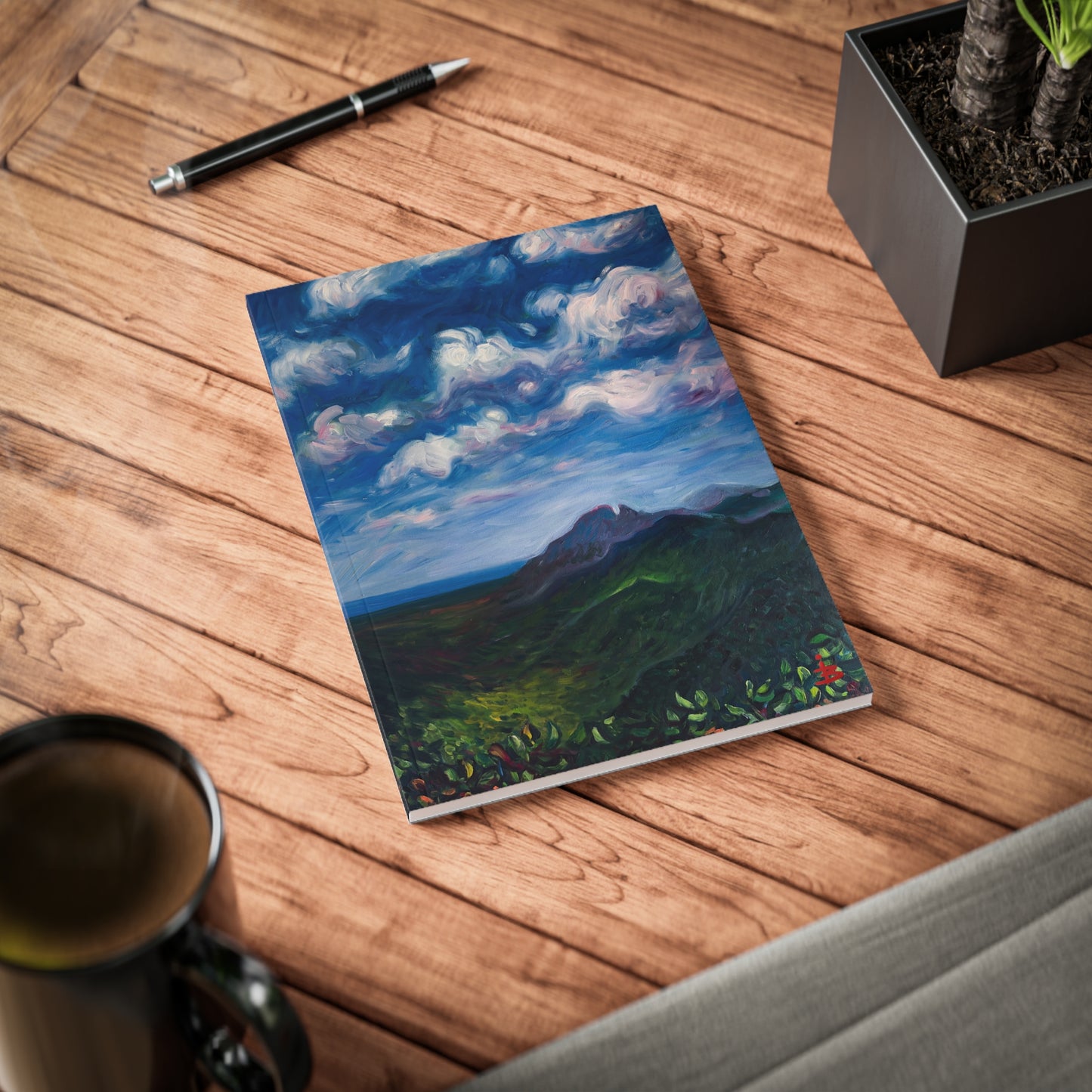 A5 Notizbuch mit Softcover – Einband mit beruhigender Berglandschaft, Wolkenlandschaft-Tagebuch für Reisen, Skizzen und tägliche Notizen
