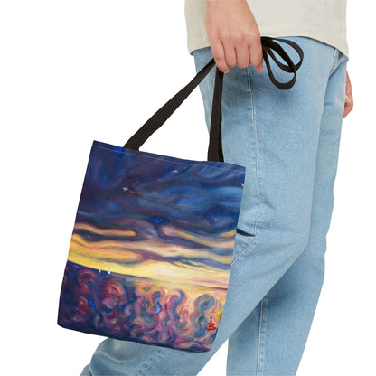 Tragetasche „Sonnenuntergangs-Traumlandschaft“ – Abstrakter Nachthimmel-Allover-Print