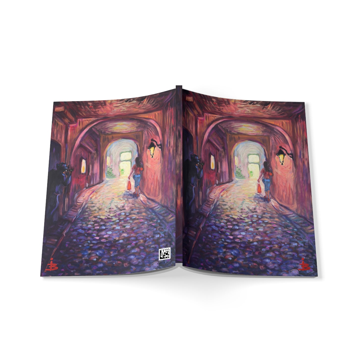 A5 Notizbuch mit Softcover – Romantisches Kunstjournal „Kopfsteinpflastergasse“