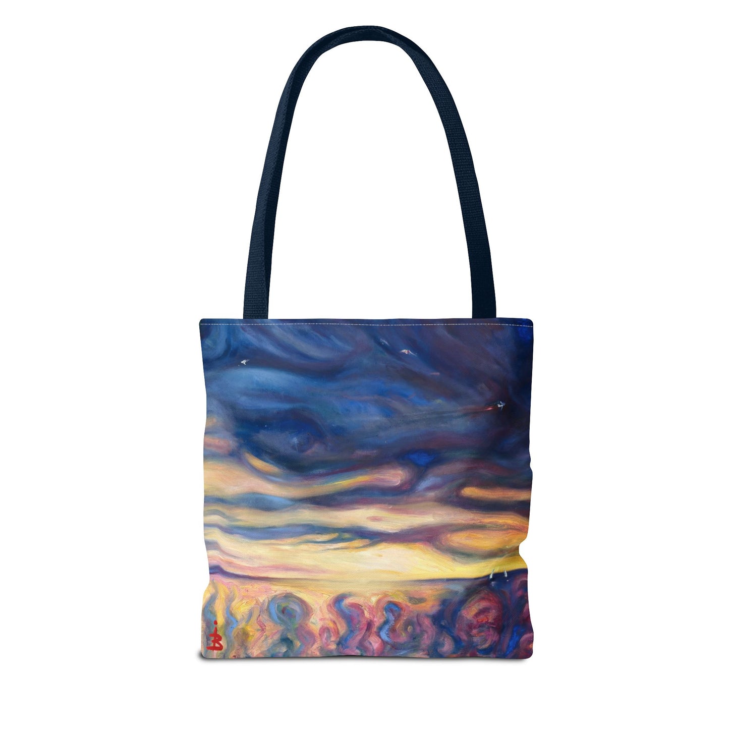 Tragetasche „Sonnenuntergangs-Traumlandschaft“ – Abstrakter Nachthimmel-Allover-Print