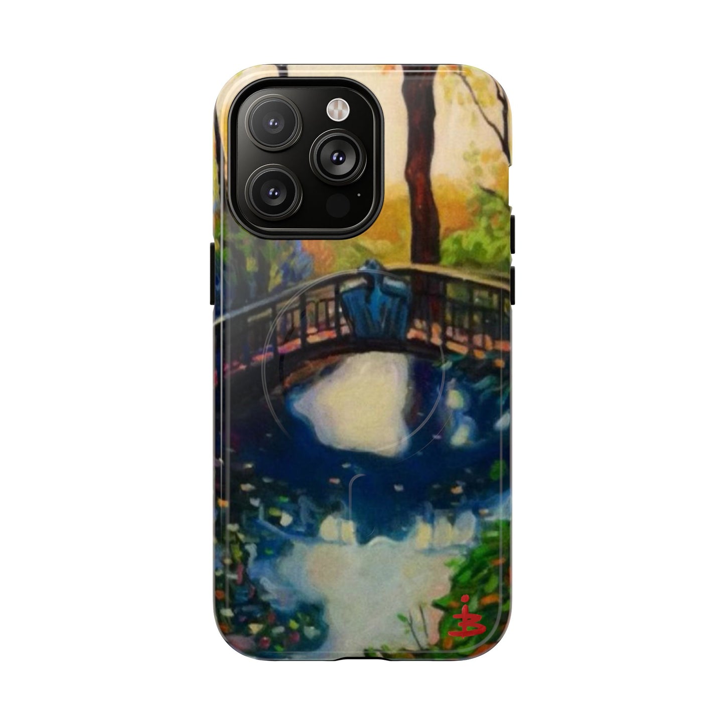Artistic Bridge Phone Case — Romantic Watercolor Landscape Tough Magnetic Case