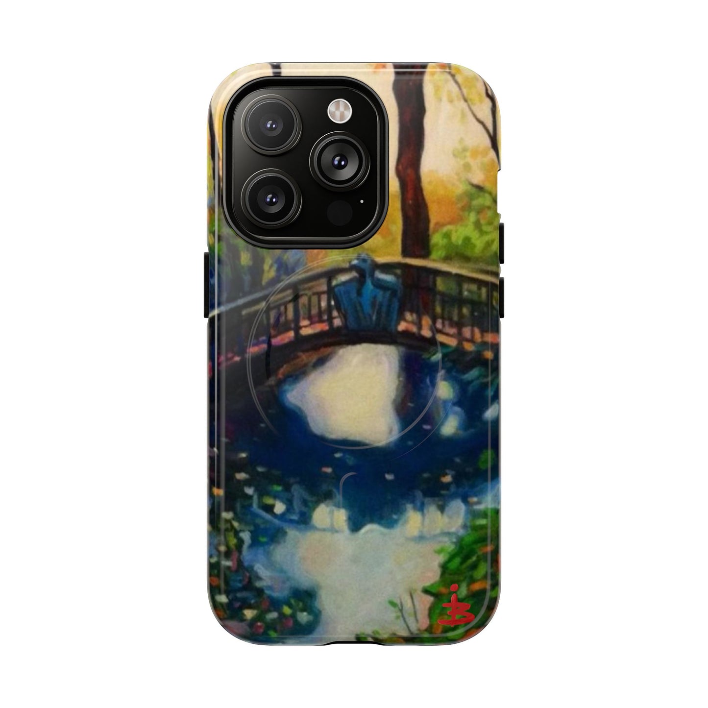 Artistic Bridge Phone Case — Romantic Watercolor Landscape Tough Magnetic Case