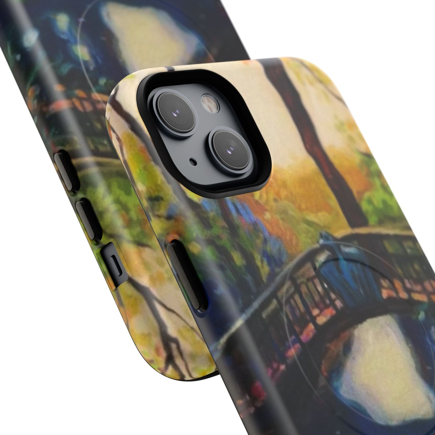 Artistic Bridge Phone Case — Romantic Watercolor Landscape Tough Magnetic Case