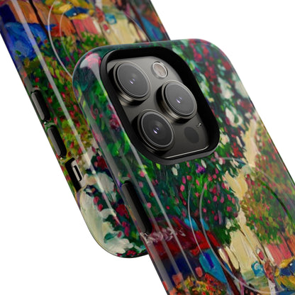 Magnetische Handyhülle – Farbenfrohe impressionistische Straßenszene