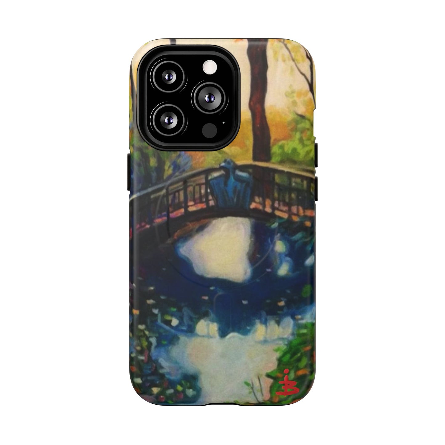 Artistic Bridge Phone Case — Romantic Watercolor Landscape Tough Magnetic Case
